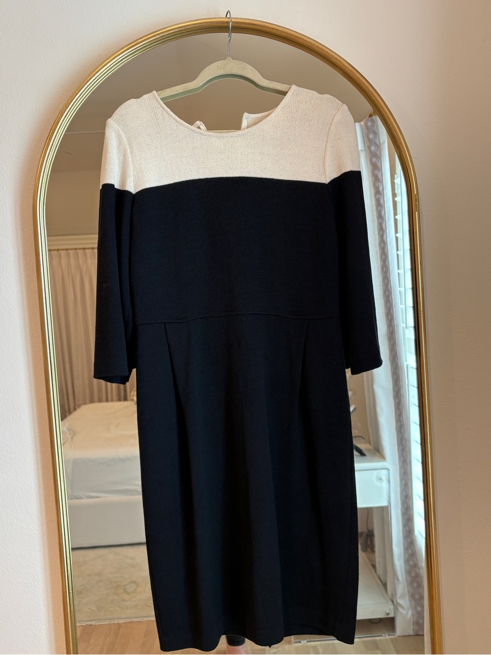 St. John Collection Black and Cream Midi Dress